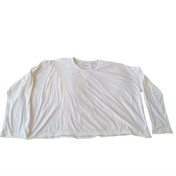 Alabama Chanin Off White Cream Long Sleeve Organic Cotton Top sz XL - Picture 1 of 6